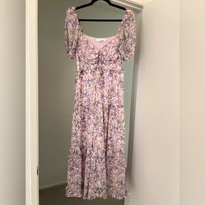 Astr Floral Maxi Dress in Purple and Pink